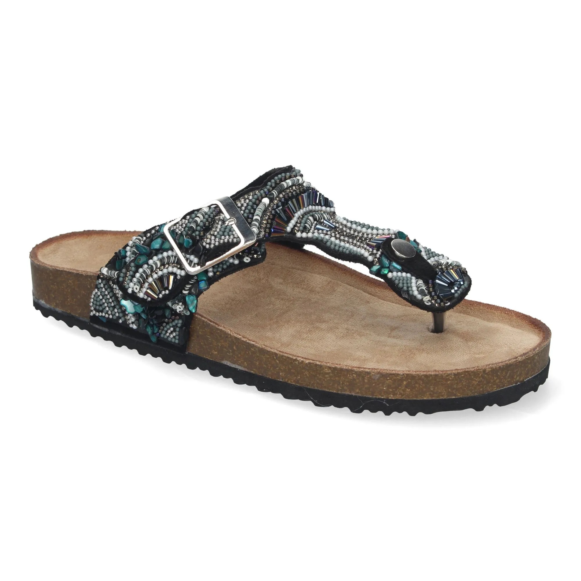 SANDALIAS PLANAS ESTILO BIO ESCLAVA PARA MUJER COLOR NEGRO AY3066