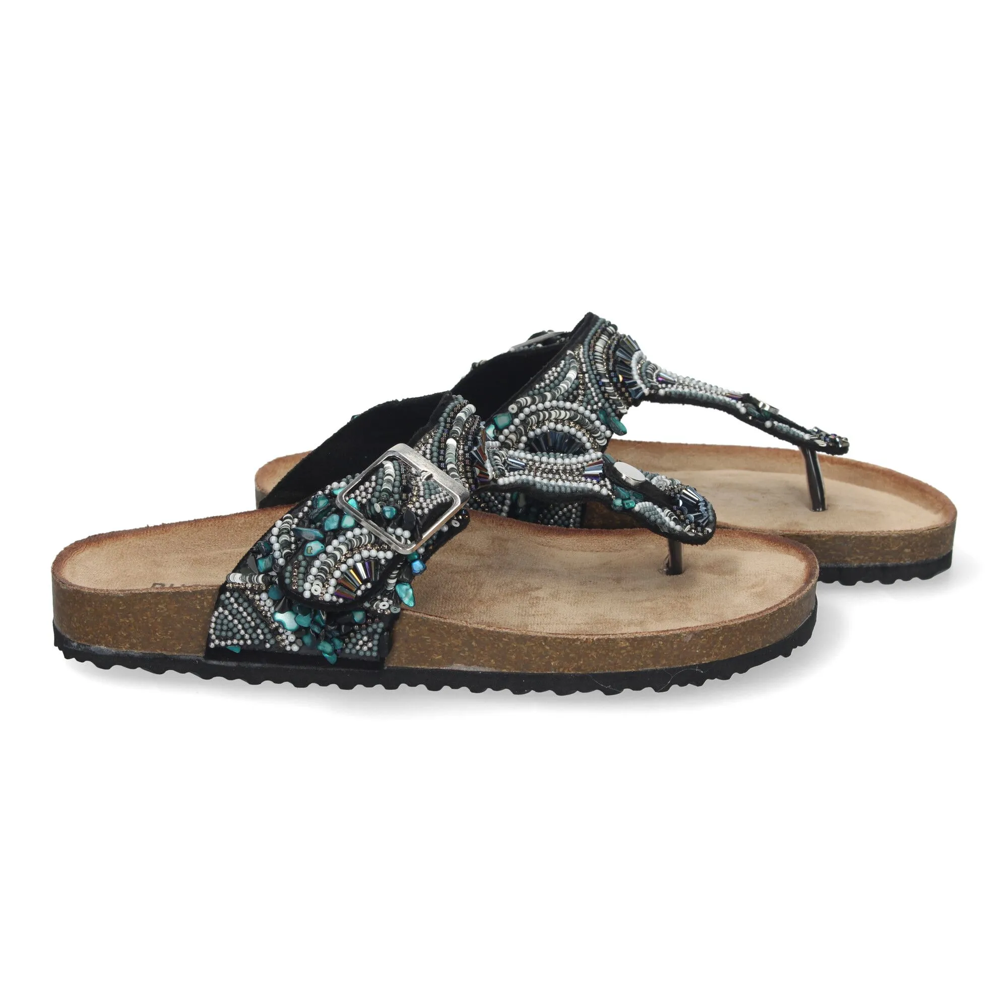 SANDALIAS PLANAS ESTILO BIO ESCLAVA PARA MUJER COLOR NEGRO AY3066