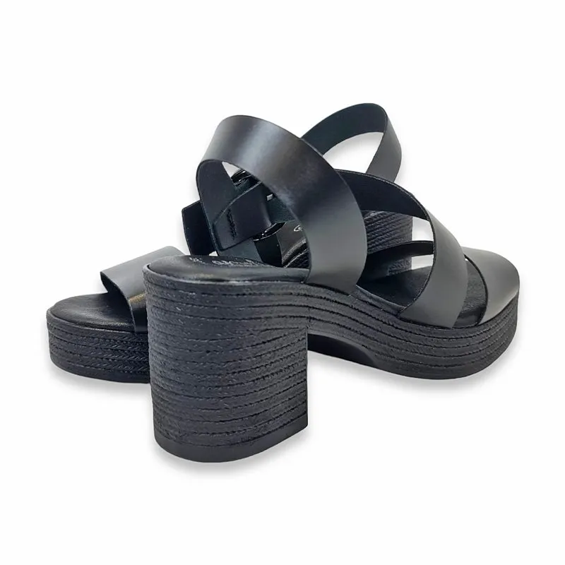 Sandalias Plataforma Mujer Piel Muy Ligeras Y Plantilla Acolchada 16AE Negro, de Amelie