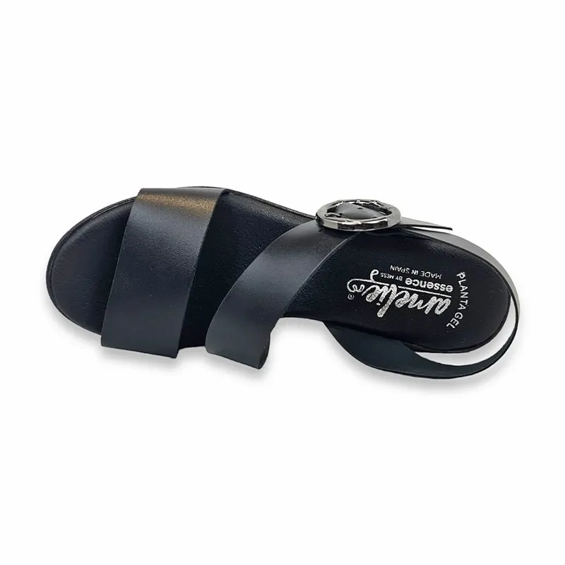 Sandalias Plataforma Mujer Piel Muy Ligeras Y Plantilla Acolchada 16AE Negro, de Amelie