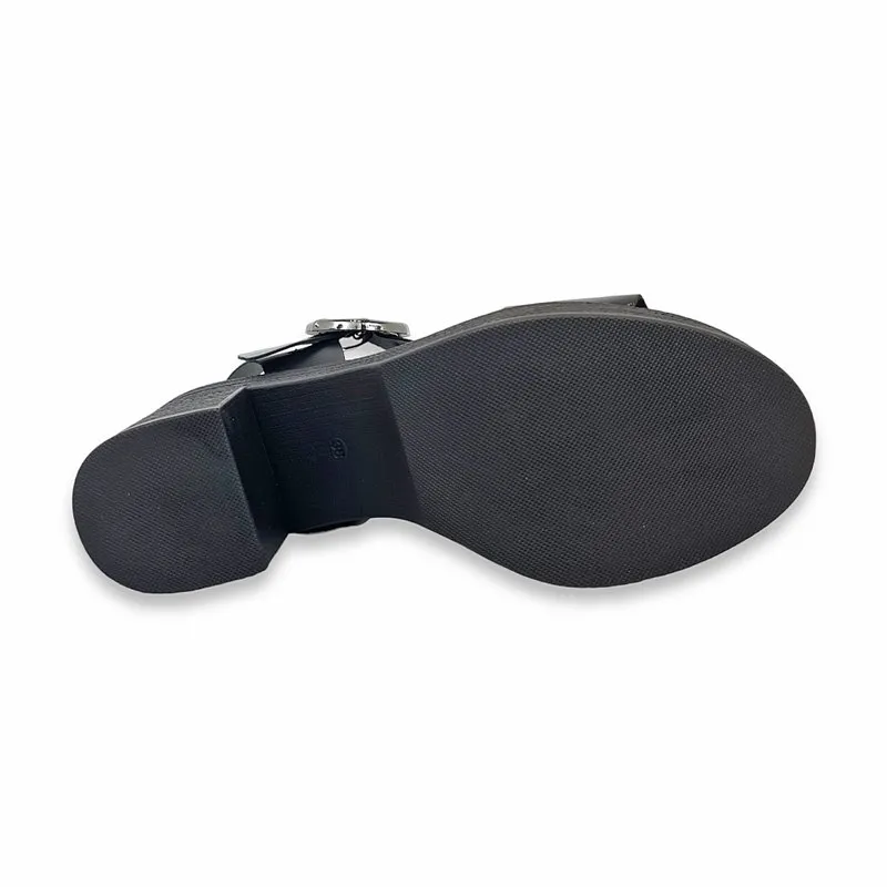 Sandalias Plataforma Mujer Piel Muy Ligeras Y Plantilla Acolchada 16AE Negro, de Amelie