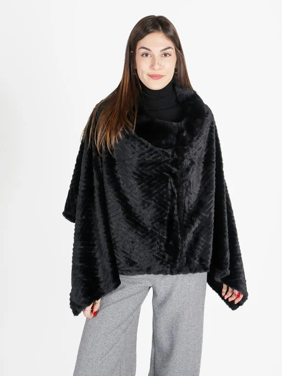 Solada Poncho de pelo sintético para mujer.