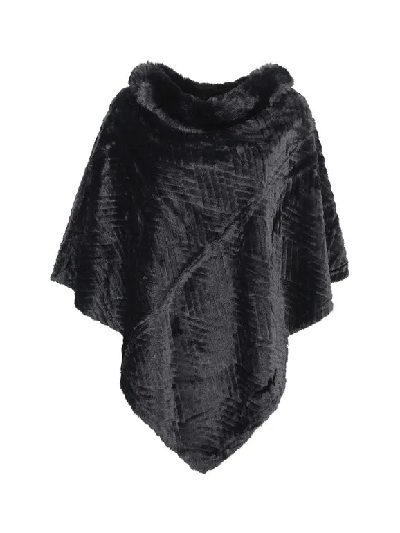 Solada Poncho de pelo sintético para mujer.