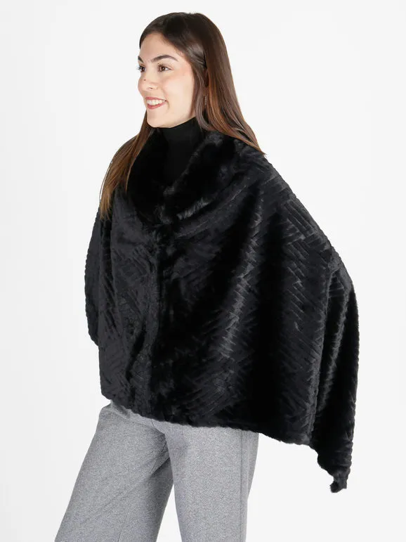 Solada Poncho de pelo sintético para mujer.