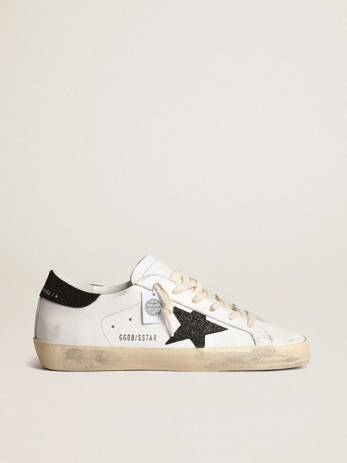 SUPERSTAR DE MUJER CON ESTRELLA Y REFUERZO DEL TALóN CON CRISTALES SWAROVSKI NEGROS