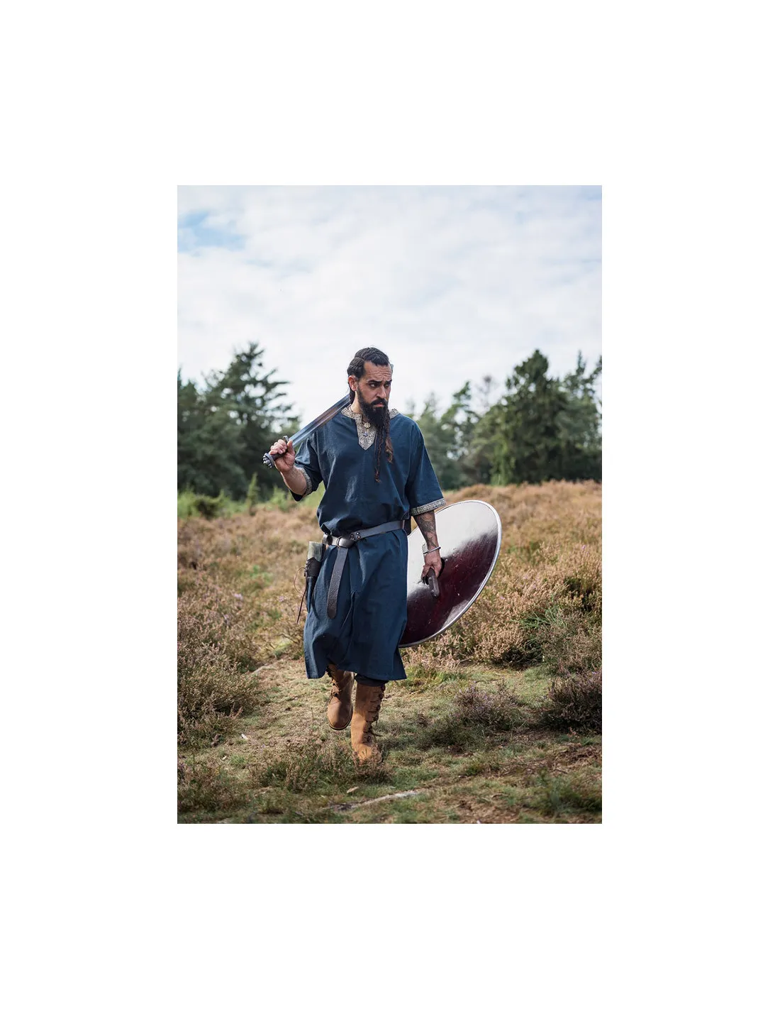 Túnica vikinga manga corta Richard, azul