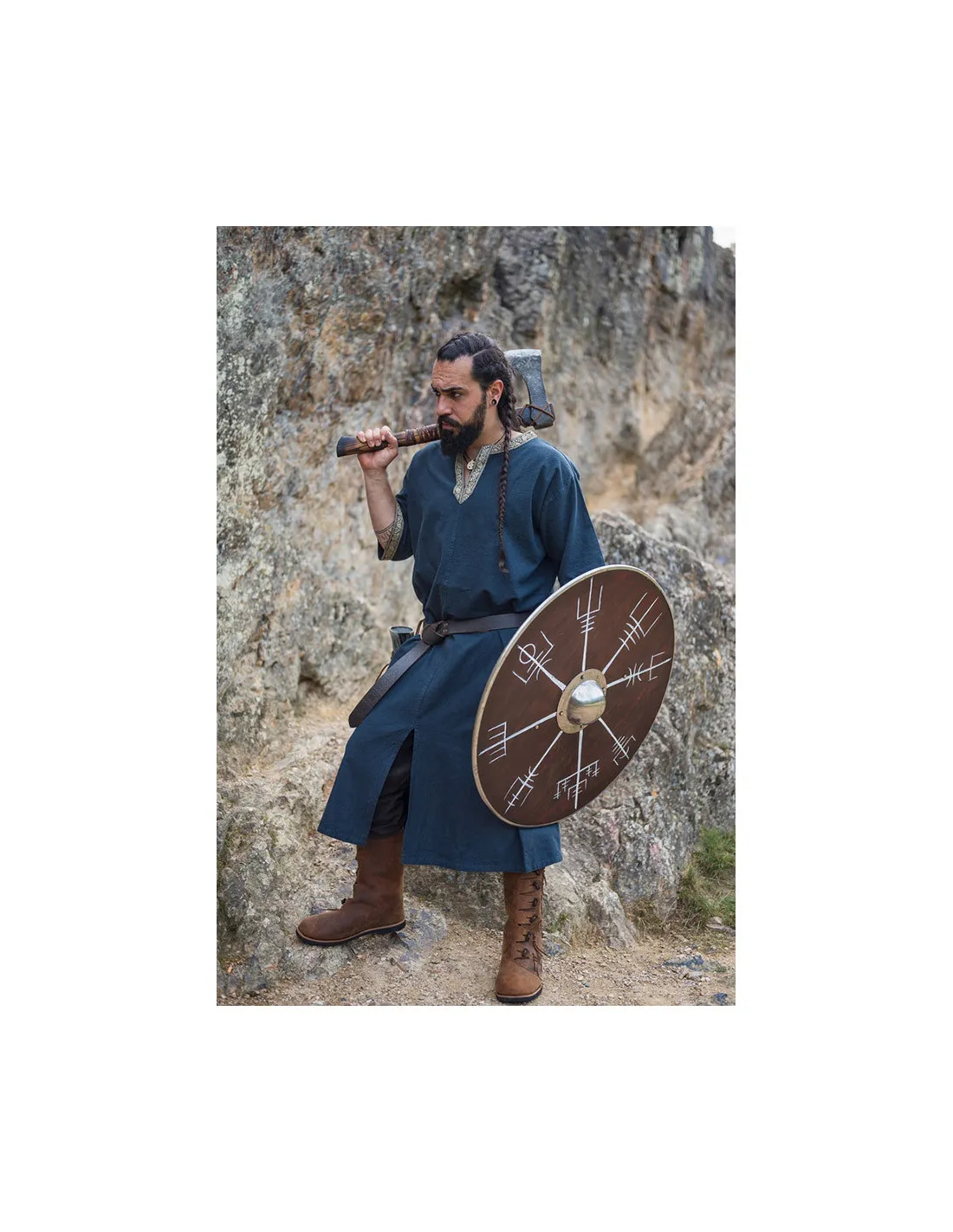 Túnica vikinga manga corta Richard, azul