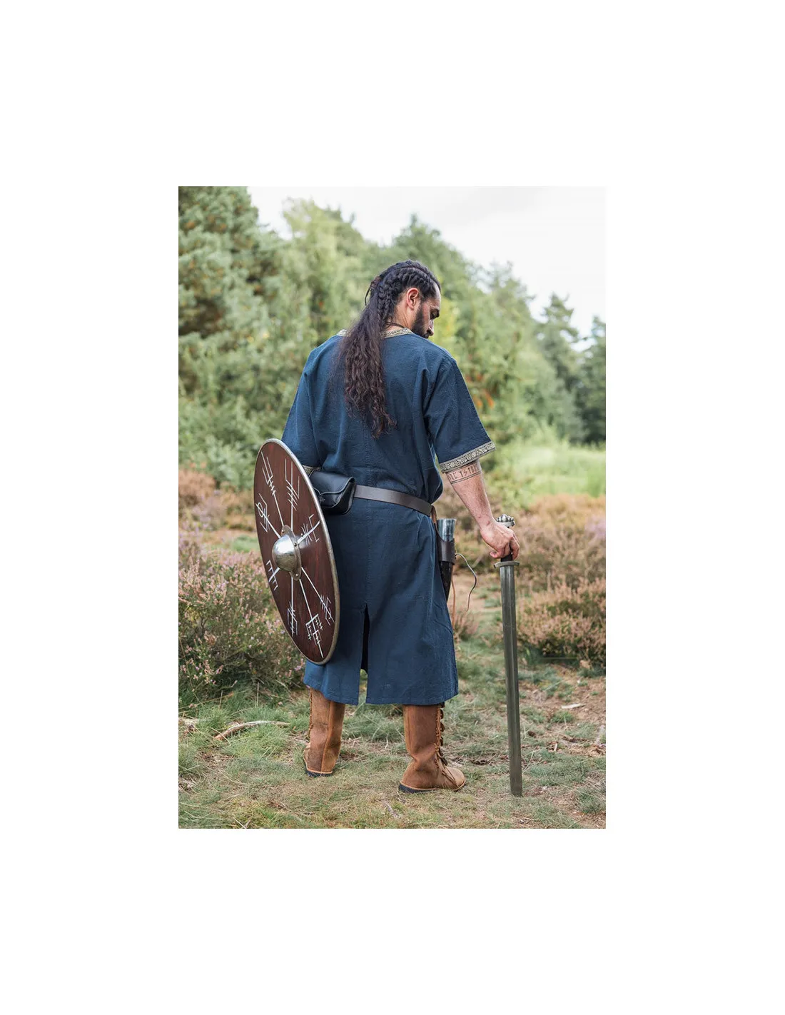 Túnica vikinga manga corta Richard, azul