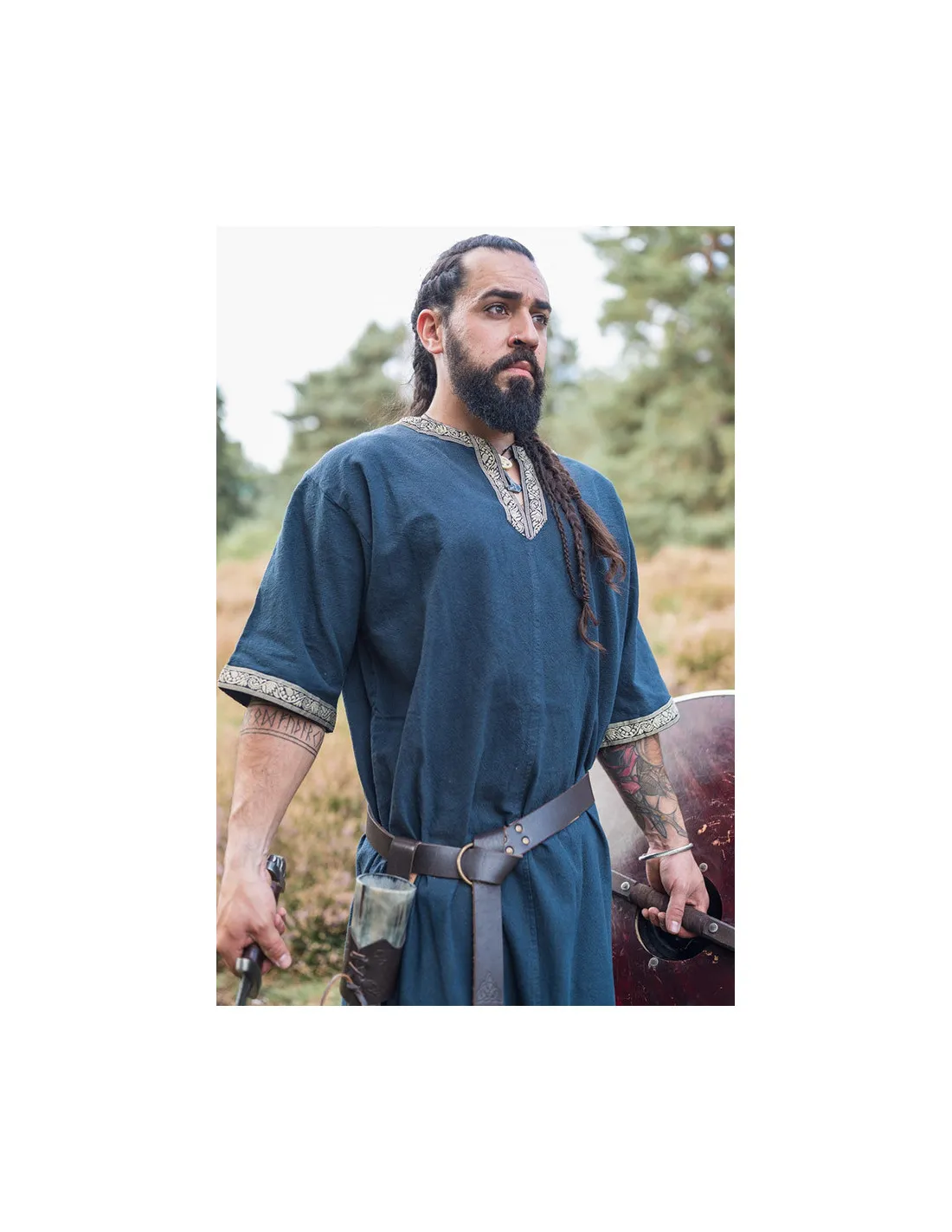 Túnica vikinga manga corta Richard, azul