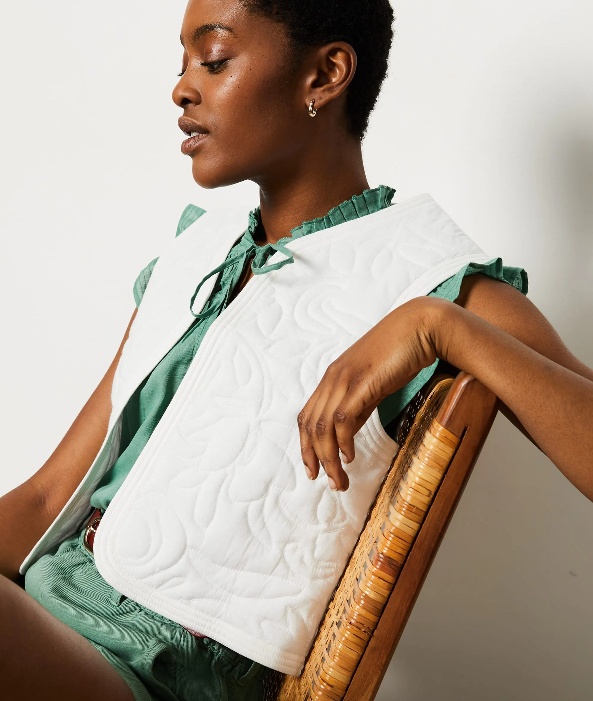 VESTE SANS MANCHES BRODéE CHARLOTTE BROD ECRU  ETAM