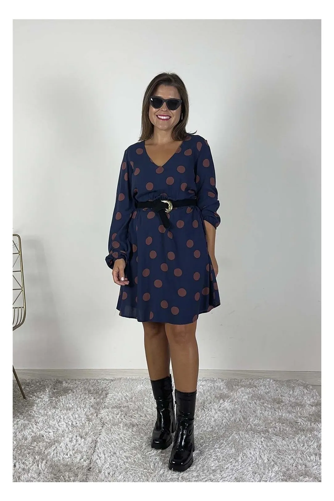 VESTIDO LUNARES VIROSA AZUL MARINO