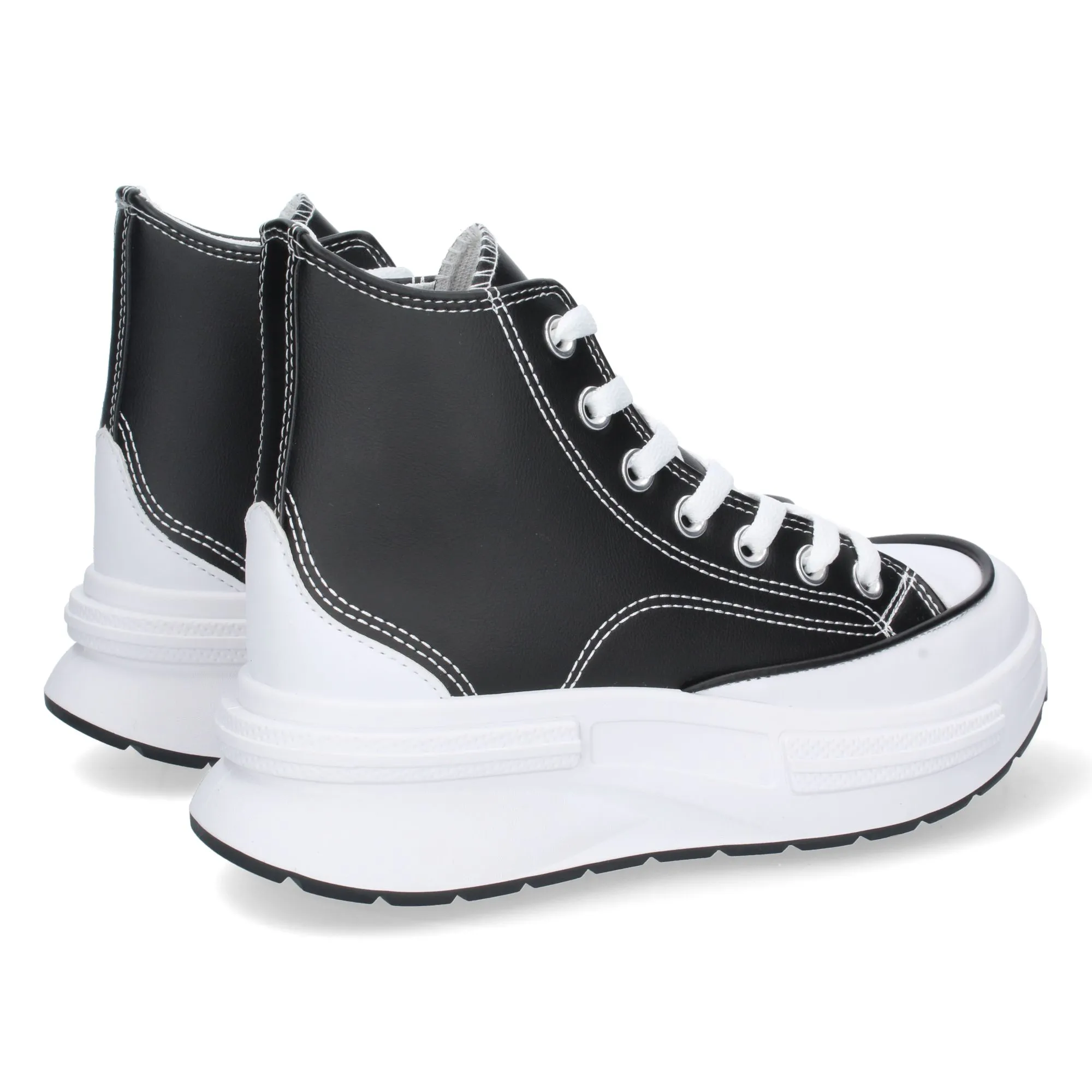 Zapatillas botín de lona con plataforma mujer color negro