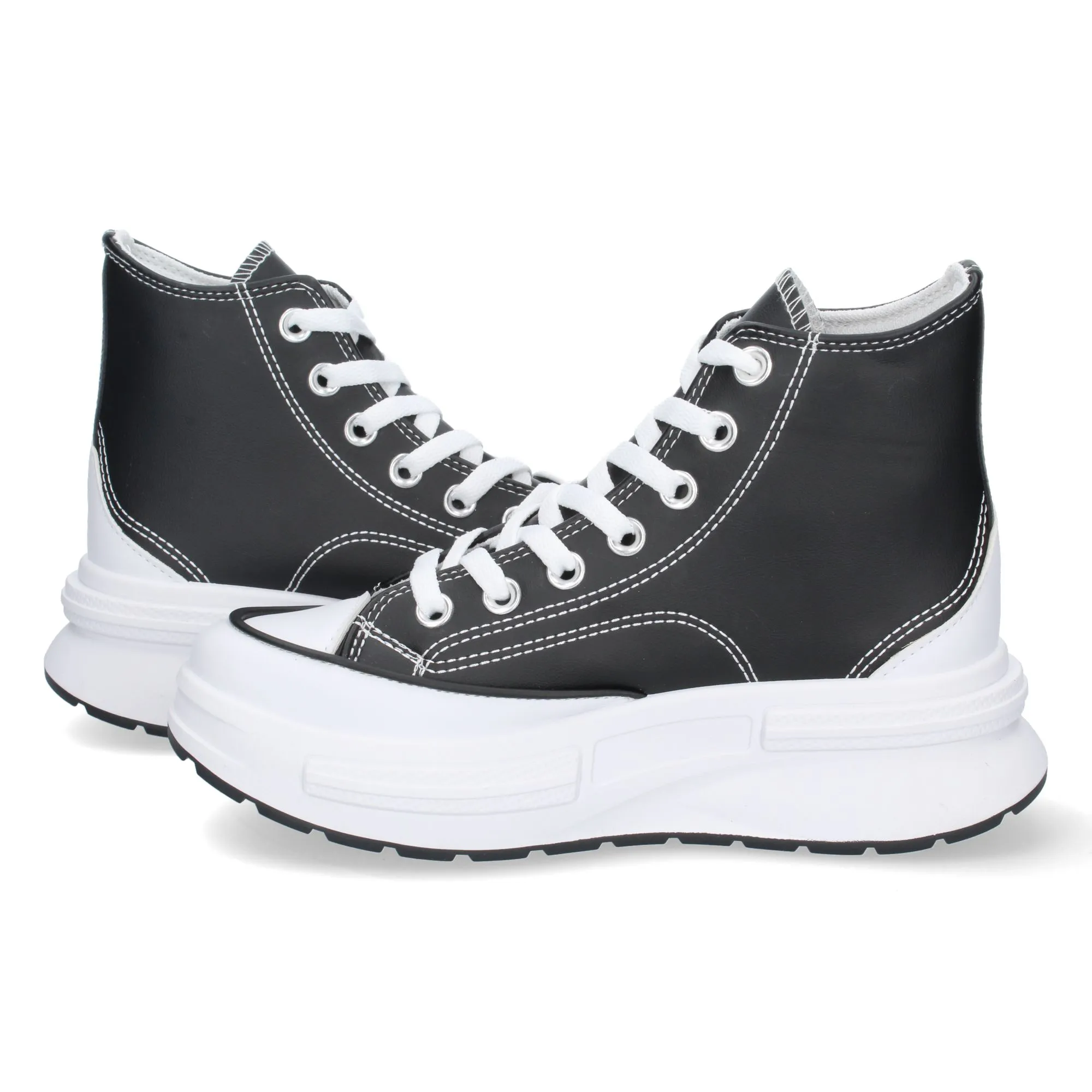 Zapatillas botín de lona con plataforma mujer color negro