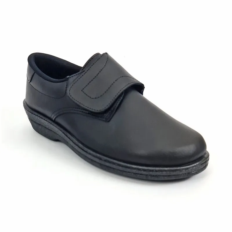Zuecos Sanitarios Mujer Piel Cierre Velcro Anatómicos 790 Negro, de Percla