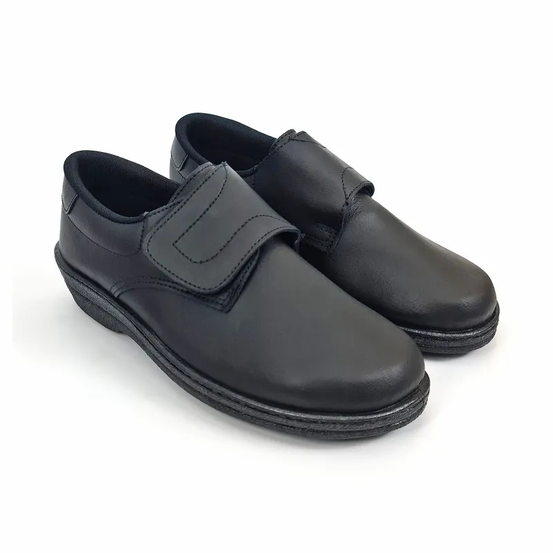 Zuecos Sanitarios Mujer Piel Cierre Velcro Anatómicos 790 Negro, de Percla